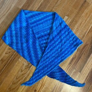 Asymmetrical shawl in beautiful blues - waterfall knit design uniquely made!